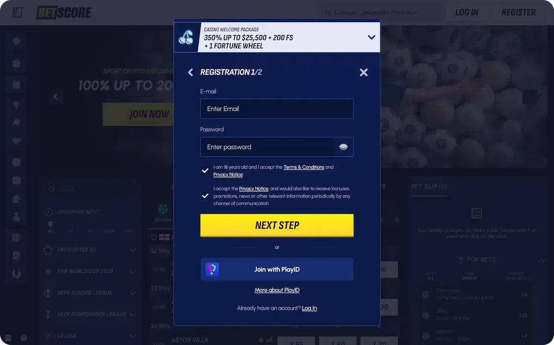 Betscore Login